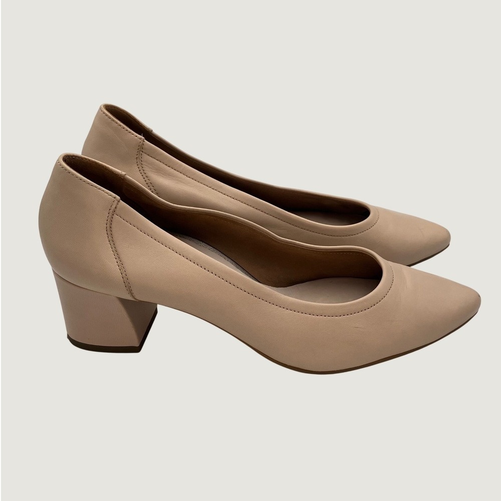 Paul Green Kami Womens Nude Leather Pointed Toe Block Heel Pumps Size 6 - Picture 3 of 11